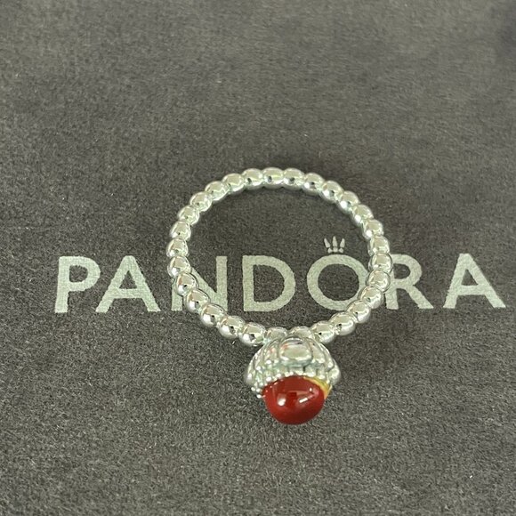 Pandora January Dark Red Birthstone Ring - Picture 1 of 5